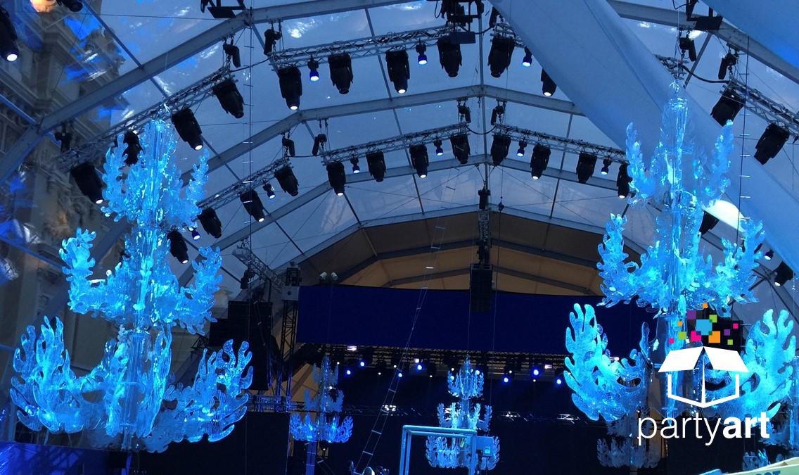 LED chandelier event hire